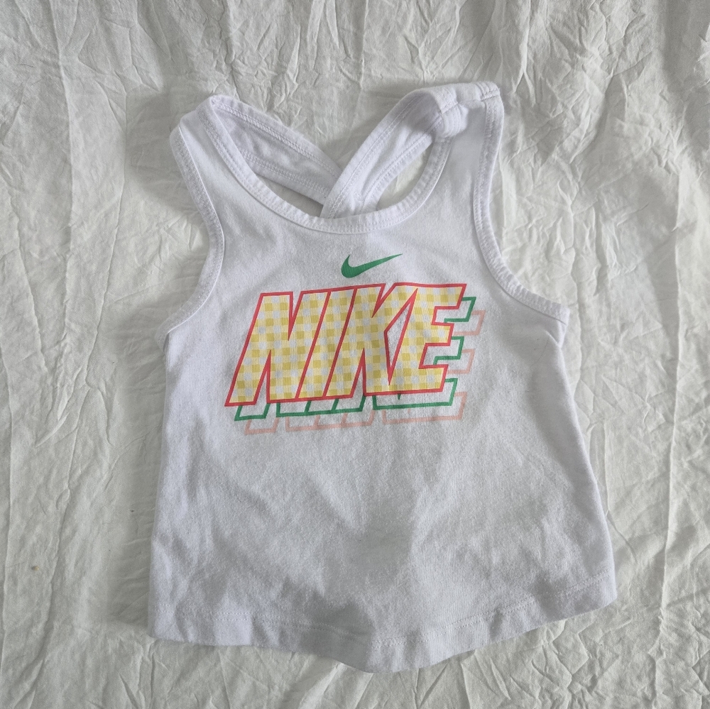 Nike White Tank with Multicolor Logo